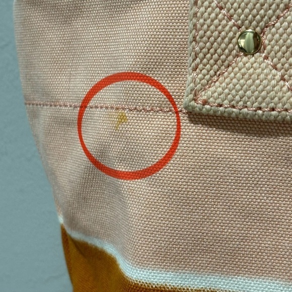 J CREW Women’s Orange Ombré Stripe Heavy Canvas Tote Travel Beach 17” X 13” - Picture 14 of 14